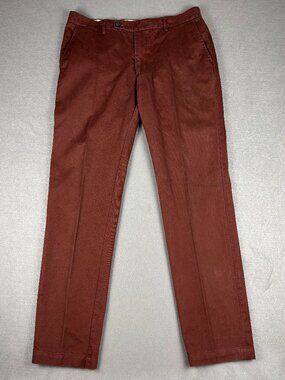 Spier & Mackay Extra Slim Cotton Chino Pants Brown Rust 34x32 Tailored Casual